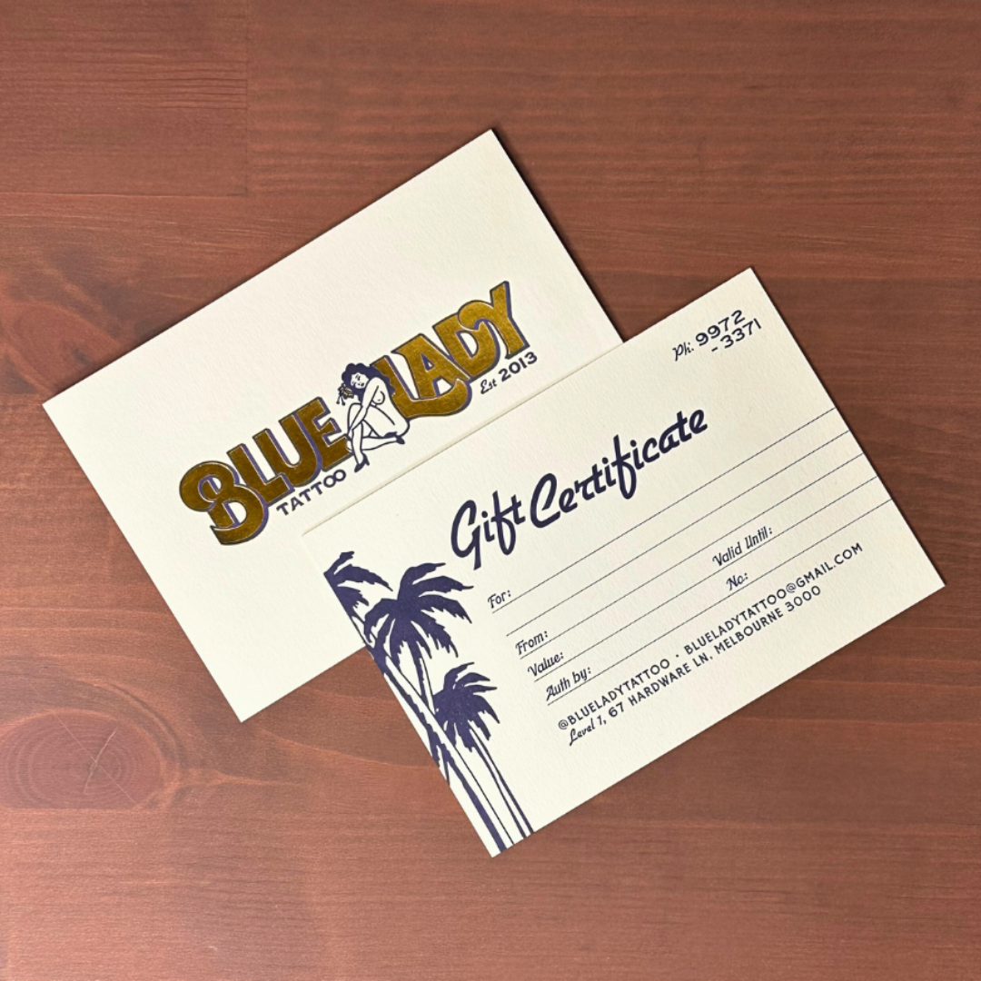 Front and back of gift certificates